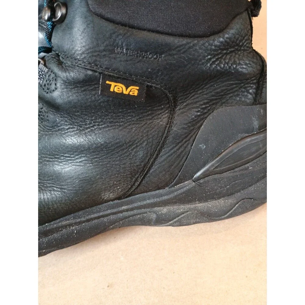 TEVA UTILITY WATERPROOF TALL BLACK TEAL HIKING BOOTS SZ 13 MEN 1018227